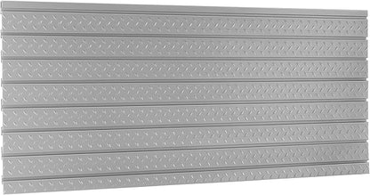 NewAge Products Pro Series 56-Inch x 24.5-Inch Diamond Plate Silver Slatwall Backsplash, Heavy Duty Steel Garage Wall Organizers, 51713