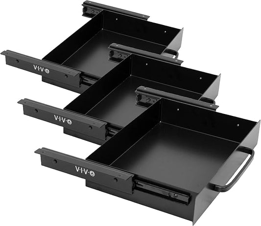 VIVO 13 inch Under Desk Mounted Sliding Pull-out Drawer for Office Desk, Pull Handle, Storage Organizer for Sit Stand Workstation, Black, DESK-DR1H-B (Pack of 3)