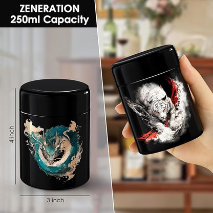 Zeneration Smell Proof Jar (250 ml/Half Oz), Airtight Smell Resistant Herbs/Spices Jar, Air Proof to Preserve Aroma, UV Glass with 2-way 62% Humidity Control to Keep Goods Fresh for Months (1 pack)
