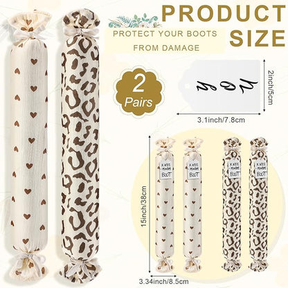 2 Pairs Boot Shaper Stands with 8 Labels Cotton Tall Boot Inserts for Closet Organization