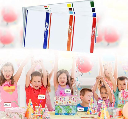 Sticky Name Tags Stickers Colorful Hello Border All Purpose Labels - 200 Stickers, Strong Adhesive (3.5 x 2.25 inch)