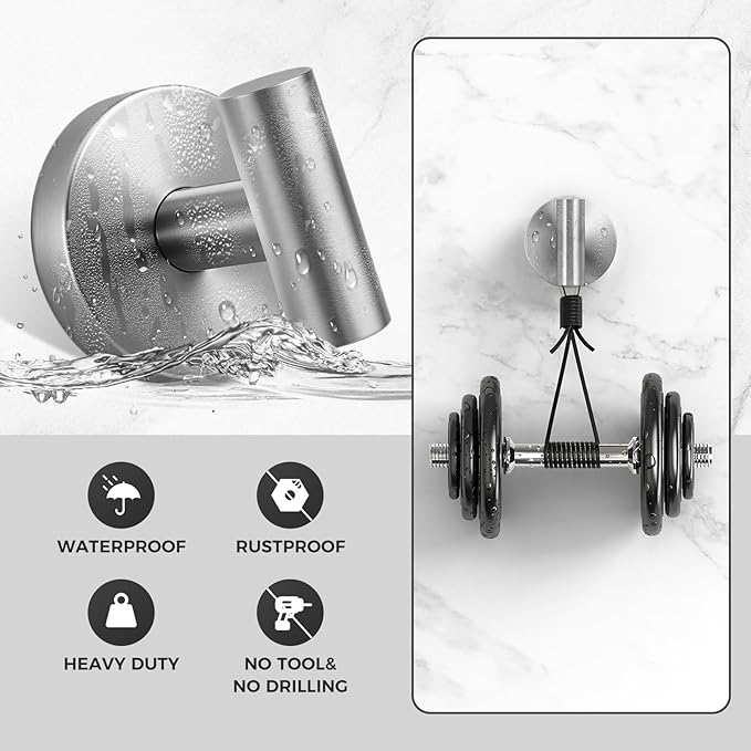 WingWider Shower Hooks for Inside Shower,No-Drill Removable&Reusable Towel Hooks for Bathroom,Heavy Duty Suction Cup Hooks for Glass Window,2 Packs(Silver)