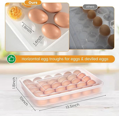 HANSGO Deviled Egg Containers with Lid, Set of 2, Plastic Clear Deviled Egg Tray Holder Carrier for 60 Eggs, Suitable for Refrigerator, Home, Party, Kitchen Supplies, Stackable & Portable