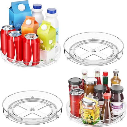 3 Pack Lazy Susan Organizer, 9.5 Inch Lazy Susan Turntable for Cabinet, Refrigerator Organizer for Pantry Organizers and Storage, Non-Skid Fridge Organizer