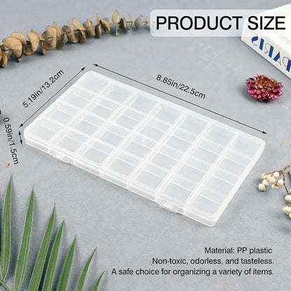 28 Grids Plastic Organizer Box with Dividers for Crafting, Storage Container for Beads & Charms & Accessories(2-Pack)