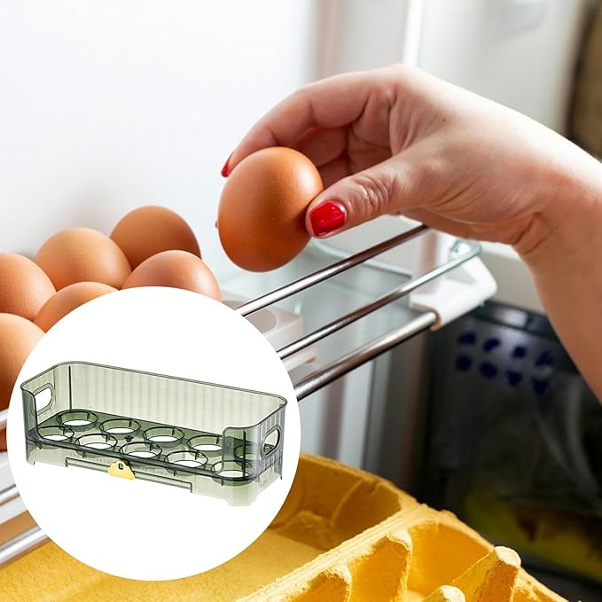 Egg Holder,Home Egg Container for Refrigerator Side Door Egg Dispenser Stackable Organizer Tray Container for Kitchen or Pantry Organizers and Storage Cupboard Cabinet, Green
