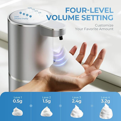 Wisekoti P11 Premium Space Gray Automatic Foaming Hand Soap Dispenser Touchless, Rechargeable Hand Foam Soap Dispenser for Bathroom and Kitchen