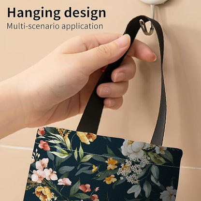 Plastic Bag Holder, Wall Mount Grocery Bag Organizer, Funny Hanging Trash Storage Dispenser for Home Kitchen Boho White Floral