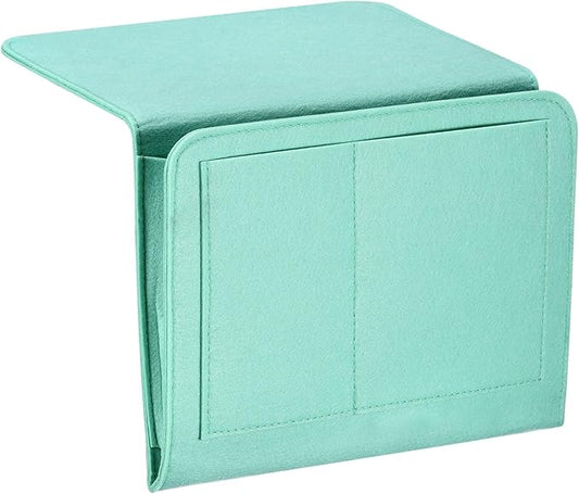 PATIKIL 11in Bedside Caddy, Bed Caddy Bedside Organizer Hanging 5 Pocket Soft Felt Bed Pockets Bedside Storage Organizer Remote Control Holder for Bedroom Phones Glasses, Green