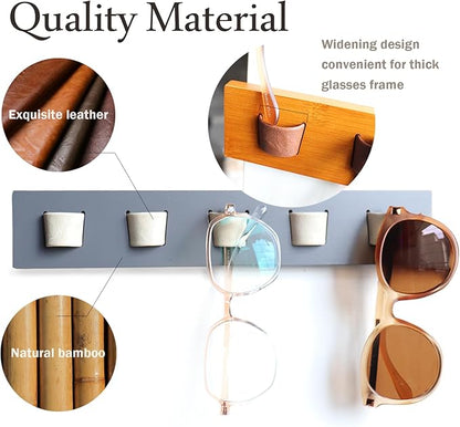 ACOCOFE Sunglass Organizer Glasses Holder,Wood Eyeglass Storage Holder,Sunglasses Rack Eyewear Display(Gray-white)