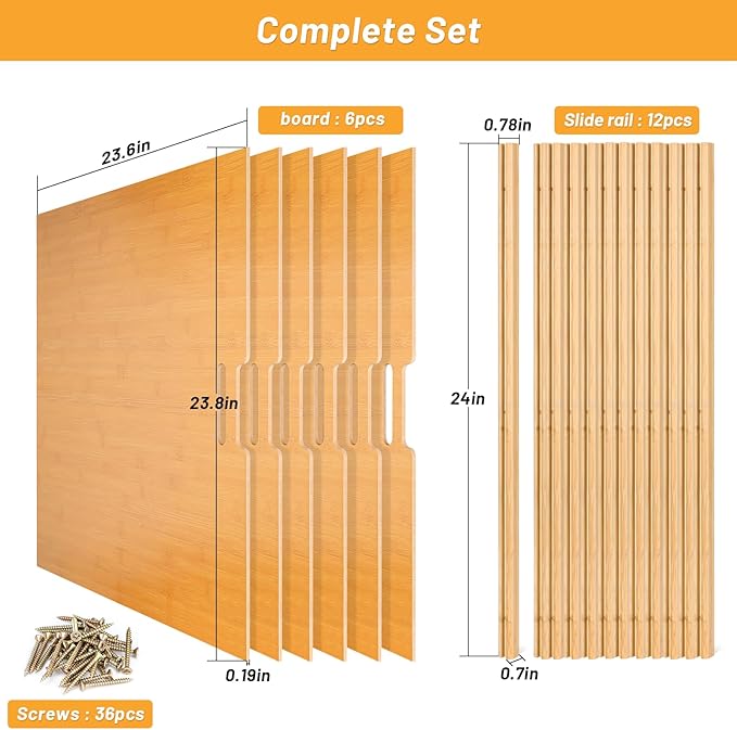 SECOAT 6 Pieces Wood Cabinet Dividers for Baking Sheets,DIY Kitchen Cabinet Dividers with 12 Slideways&36 Screws,Easy Install&Clean,Wood Tray Dividers for Cabinets, Kitchen,Utility Rooms, Bathrooms