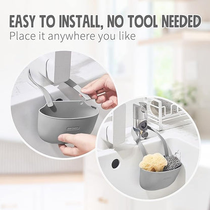 Sophie & Panda Silicone Sponge Holder for Kitchen Sink Bags Set of 2 - Easy to Use Soap Holder No Installation Needed Kitchen Sink Caddy - Organizer Set of 2 White and Grey