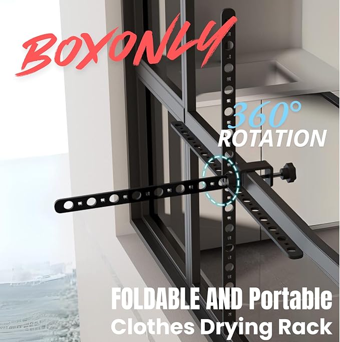 Foldable Indoor/Outdoor Swivel Folding 7-Hole Clothes Drying Rack - White, Space-Saving, Portable, Heavy-Duty Aluminum for Small Spaces, Balcony, Bathroom, Travel & Camping Airer