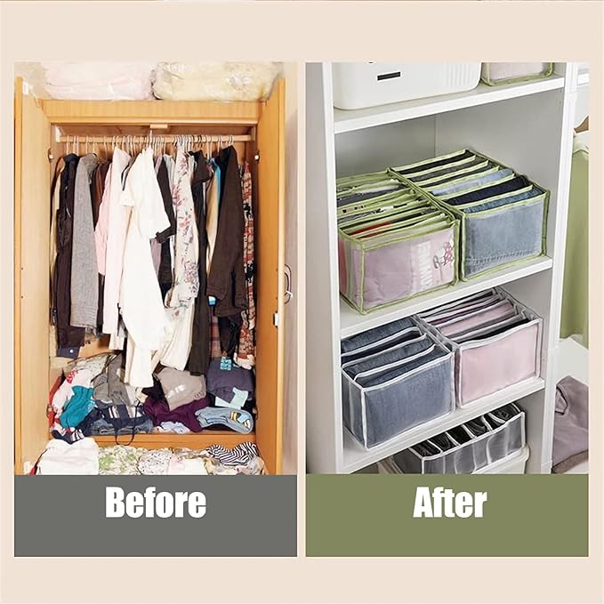 Upgraded Wardrobe Clothes Organizer, TIGARI Drawer Dividers for Clothes, Drawers Organizer for Clothes, Compartment Storage Box for Bedroom Dorm Room(Gray, 9 Grids)