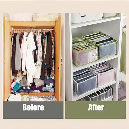 Upgraded Wardrobe Clothes Organizer, TIGARI Drawer Dividers for Clothes, Drawers Organizer for Clothes, Compartment Storage Box for Bedroom Dorm Room(Gray, 9 Grids)
