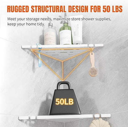 HBXS Shower Corner Shelf, 304 Stainless Steel, Black, Wall Mount, Triangular, 10 x 10 Inches, Leak Resistant, 2 Pack, Bathroom Storage Organizer with Brushed Finish