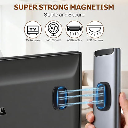 4 Pack Magnetic Remote Control Holder Wall Mount, No Drill Self-Adhesive Organizer TV Remote Holder, Black Organizer Storage Wall Holder for Tv, Fan, Air Conditioner, Bed