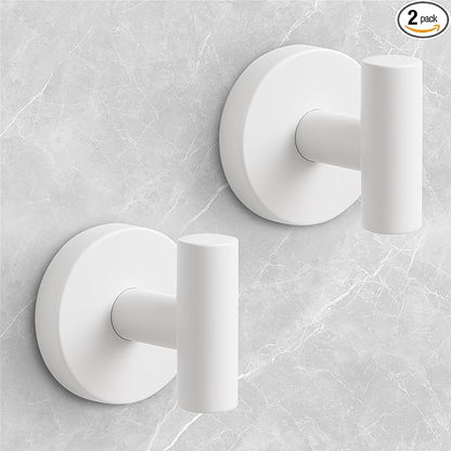WingWider Shower Hooks for Inside Shower,No-Drill Removable&Reusable Towel Hooks for Bathroom,Heavy Duty Suction Cup Hooks for Glass Window,2 Packs(White)