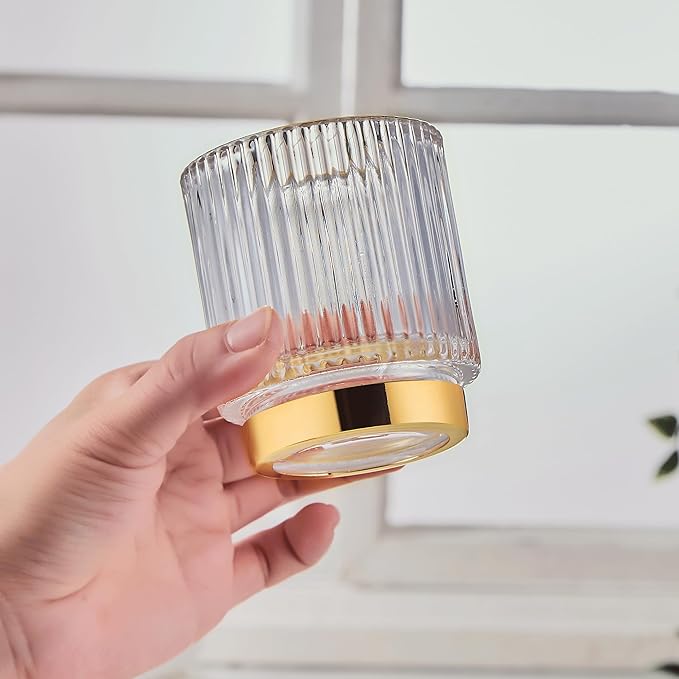 LEICURACE Makeup Brush Holder Organizer,Toothbrush Holders,Desk Pen Pencil Holder,Multifunctional Vintage Glass Brush Cup（S/White/A3-14-US）