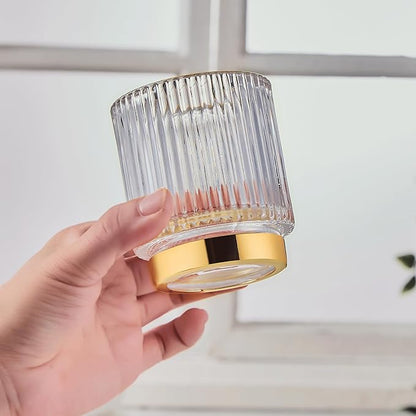 LEICURACE Makeup Brush Holder Organizer,Toothbrush Holders,Desk Pen Pencil Holder,Multifunctional Vintage Glass Brush Cup（S/White/A3-14-US）