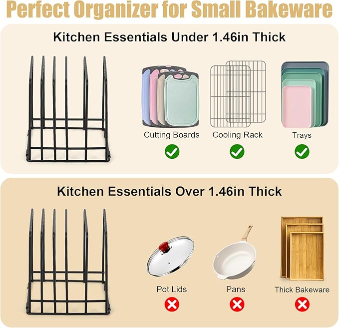 Mythco Kitchen Cabinet Cutting Board Organizer, Cookie Sheet Storage Rack,Cabinet Dividers Holder with 5 Slots for Baking Pan Tray Organizer (2 PCS)