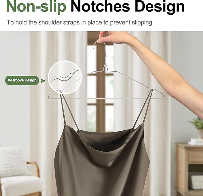 200 Pack Bulk Metal Clothes Hangers, Heavy Duty Wire Coat Hangers, Non-Slip, Ultra Thin Space Saving Hangers for Closet, Shirts, Suits, Pants, 16 Inch