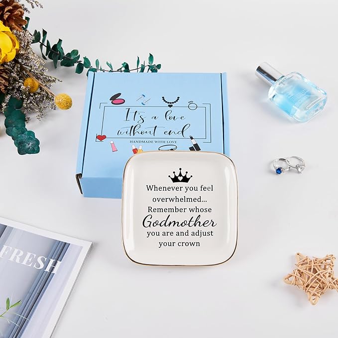 COZITED Godmother Gifts from Godchild, ...Remember Whose Godmother You Are... Gifts for Godmother Jewelry Dish Tray, Godmother Proposal Gift for Godmother Birthday Christmas Mothers Day