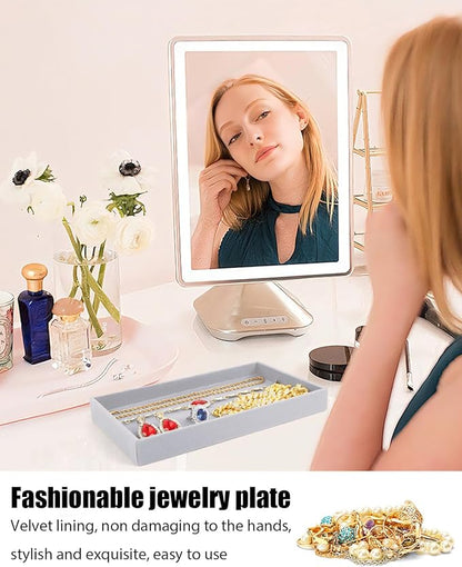 Velvet Jewelry Trays, 12pcs Stackable Jewelry Trays Velvet Tray, Jewelry Drawer Organizer Inserts Jewelry Display Tray For Necklace Earring Ring Bracelet,8.26 x 4.92 x 0.98 Inches