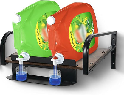 Liquid Laundry Detergent Holder,laundry room hacks,Laundry Detergent Dispenser,Hanging Laundry Station Storage Laundry Detergent Stand-Laundry Room Wall (Large-Retro Brown(Hold 2 Extra Large Bottles))