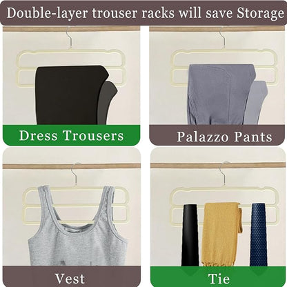 Velvet Pants Hangers 10 Pack,2 Tier Jeans Hanger,Premium Non Slip,Thin Space Saving Slim Trousers Hanger,13.77inch