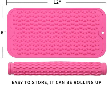 Silicone Dish Drying Mat for Multiple Usage,Easy clean,Eco-friendly,Heat-resistant Silicone Mat for Kitchen Counter or Sink,Refrigerator or Drawer Liner Rose S 12 inches x 6 inches