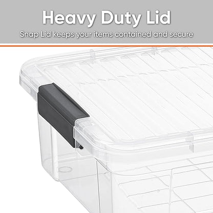 Superio Clear Storage Bins with Lids, 10 Quart BPA Free Plastic Containers, Transparent Boxes for Organizing, Stackable Crates, Organizer Totes for Home, Office, School, and Dorm