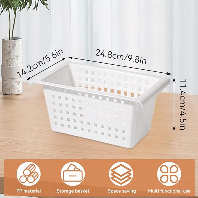 2 Pack Under Shelf Storage Basket Organizer,Hanging Storage Baskets,Hanging Basket for Closet Wardrobe Kitchen for Expandable Rod Under Sink Organizer