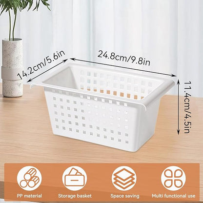 2 Pack Under Shelf Storage Basket Organizer,Hanging Storage Baskets,Hanging Basket for Closet Wardrobe Kitchen for Expandable Rod Under Sink Organizer