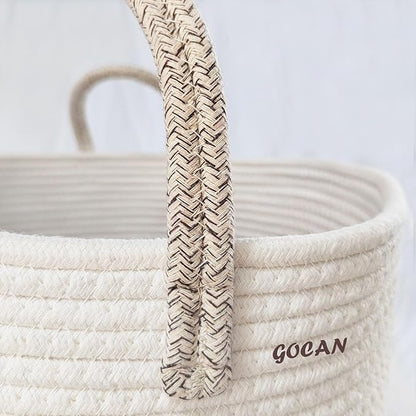 large tall sturdier Laundry Hamper Basket Woven Storage Baskets for clothes Pillows Blanket Toy in living or bed room decoration H50XD38cm borwn/beige