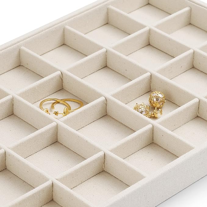 Oirlv Stackable 12 Girds Jewelry Trays Jewelry Storage Tray Showcase Display Organizer(13.8" X 1.4"X 9.4")