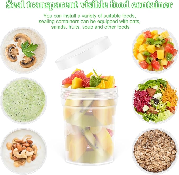 LEAWALK 32 oz -12 Pack Reusable Food Freezer Storage Containers with Lids, BPA Free Twist Top Deli Container, Leak Proof, Stackable, Microwave and Dishwasher Safe