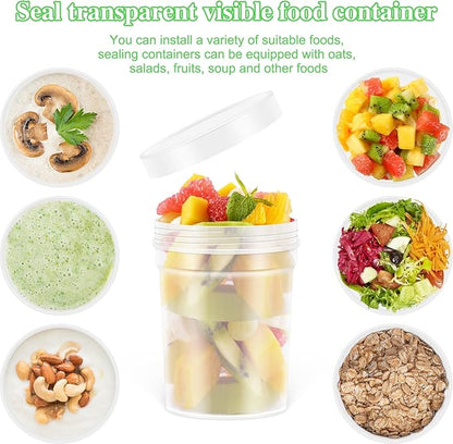 LEAWALK 32 oz -12 Pack Reusable Food Freezer Storage Containers with Lids, BPA Free Twist Top Deli Container, Leak Proof, Stackable, Microwave and Dishwasher Safe