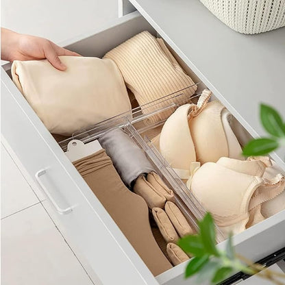 Guo's hyekbe 8 Pack 3.2 Inch Tall ABS Drawer Divider -Expandable from 10.9-20.5''-Adjustable Dresser Drawer Plastic Organizer Separators for Flatware, Utensil, cosmetics，Underwear，office supplies