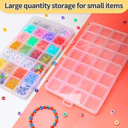 IOOLEEM 28 Grids Plastic Bead Organizer Box, Organizer Container Storage Box, Dividers for bead arts and crafts.
