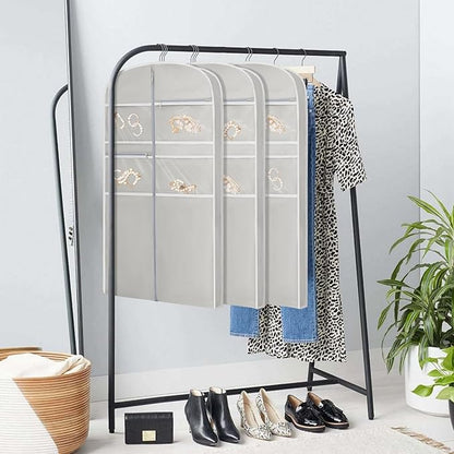 43" Garment Bag for Travel for Hanging Clothes Storage Hanging Suit Cover with Zipper and Accessory Storage for Coats, Dresses, Suits