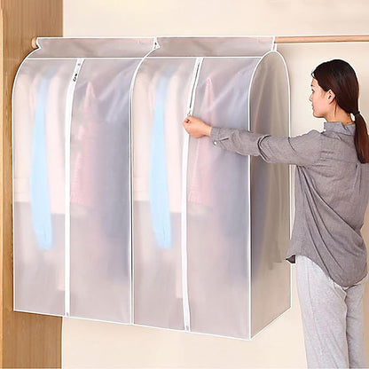 BAG WIZARD Clear Hanging Garment Bags for Closet Storage, Zipper Clothing Covers Cloth Protector for Wardrobe, 43 Inch, Set of 2