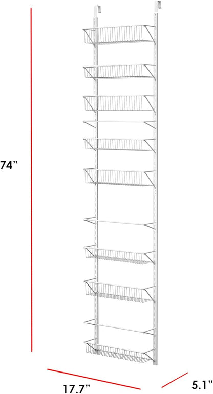 Over the Door Pantry Organizer - 9-Tier Organizer for Bathroom, Closet, or Kitchen Storage - Pantry Organizers and Storage by Home-Complete (White)