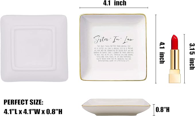 Topthink the Only Thing Better Than Having You as A Sister-in-Law Ceramic Jewelry Holder Ring Dish Trinket Tray Birthday Christmas Valentines Day Thanksgiving Gift for Sister in-Law Bouns