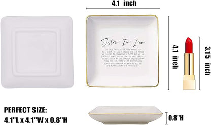 Topthink the Only Thing Better Than Having You as A Sister-in-Law Ceramic Jewelry Holder Ring Dish Trinket Tray Birthday Christmas Valentines Day Thanksgiving Gift for Sister in-Law Bouns