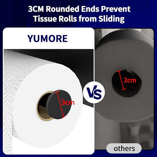 YUMORE Toilet Paper Holder, 304 Stainless Steel Bathroom Double Roll Tissue Holder with Shelf, Wall Mounted Washroom Dual TP Dispenser Storage（Black）