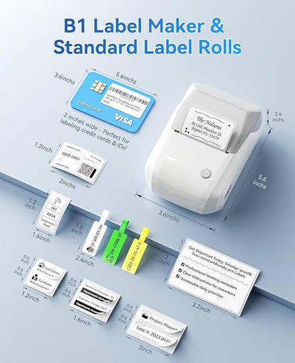NIIMBOT B1 Label Maker Machine, Thermal Label Printer Easy to Use for Office, Home, Business, Came with 1 Roll White Label(Grey)