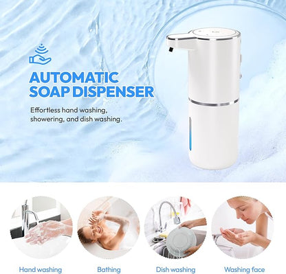 MTYGK Automatic Soap Dispenser Touchless,Liquid Hand Soap Dispenser 12.8oz USB 4levels Adjustable Dispenser Electric Wall Mounted Smart for Bathroom and Kitchen Dish Soap，Easy for Toddlers(White)