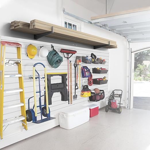 8x4FT Slat Wall Paneling Slatwalls Panel Wall Heavy Duty Industrial PVC Panels Garage Storage System for Easy Install Garage Organization Sturdy Walls Slats for Home & Bike Rack Storage