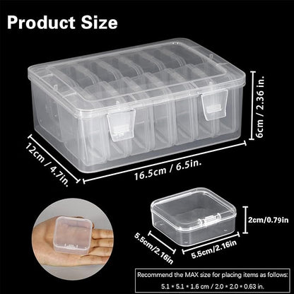 Mathtoxyz Small Bead Organizers, 15 Pieces Plastic Storage Cases Mini Clear Bead Storage Containers Transparent Boxes with Hinged Lid and Rectangle Clear Craft Supply Case